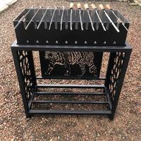 Мангал Tiger (№98) — потужний, стильний та місткий мангал з декоративною панеллю тигра